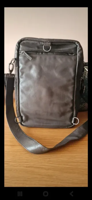 Bolso de piel caballero gris de piel