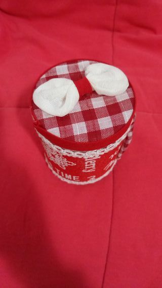 Barattolo decorazione natalizia rosso e bianco