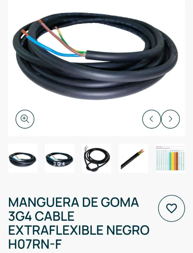 Cable alimentación hostelería 3x4mm