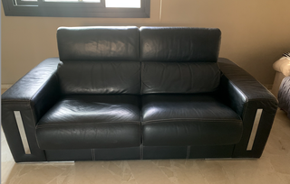 Sofá 3 plazas piel flor negro