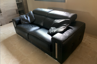 Sofá 3 plazas piel flor negro