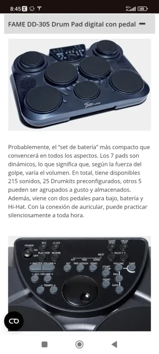Batería Electrónica Fame DD-305