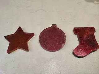 Set 3 Addobbi Natalizi in resina fatti a mano