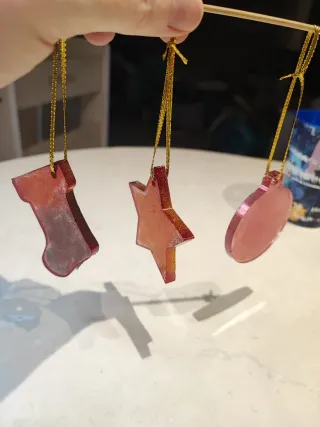 Set 3 Addobbi Natalizi in resina fatti a mano