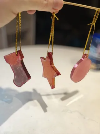 Set 3 Addobbi Natalizi in resina fatti a mano