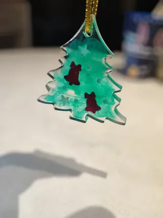 Addobbo albero di Natale verde e trasparente