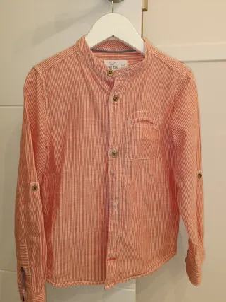 Camisa niño rayas roja y blanca talla 5-6