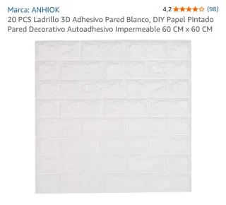 12 Paneles Ladrillo 3D Adhesivo Blanco