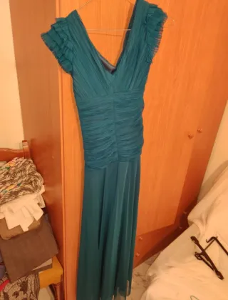 Vestido de fiesta verde azulado