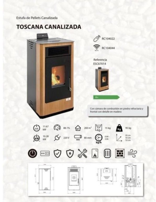 Estufa de pellets Canalizada Nueva ESC67014GRA