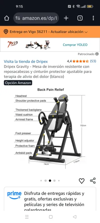 Tabla de inversión para alivio de espalda