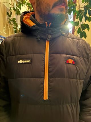 Anorak Canguro Ellesse Hombre Negro Naranja