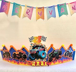 Corona de Cumpleaños de Monster Truck Hot Wheels