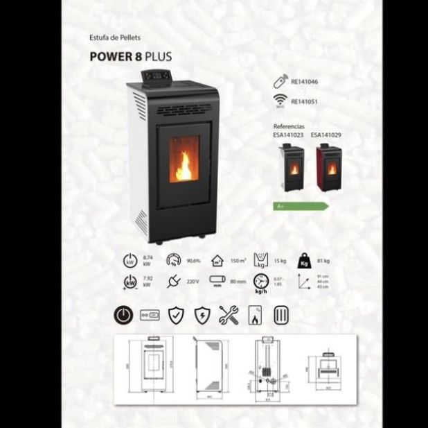 Estufa de Pellets Nueva Power 9 ESA141023GRA