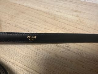 Cinturón Celine Negro Hebilla Dorada Talla 100