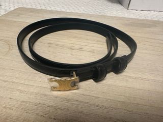 Cinturón Celine Negro Hebilla Dorada Talla 100