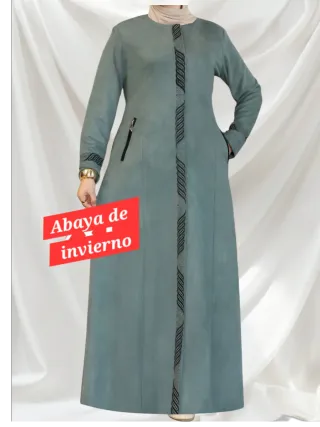 Abaya de invierno verde azulado