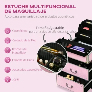 Maleta Profesional Maquillaje Estuche Rosa