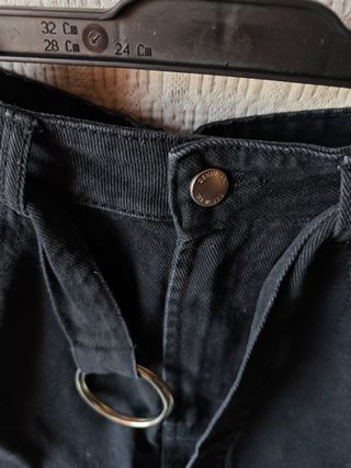 Falda vaquera corta negra talla 42 ajustable mujer