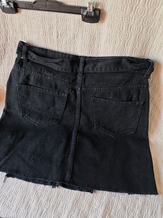 Falda vaquera corta negra talla 42 ajustable mujer