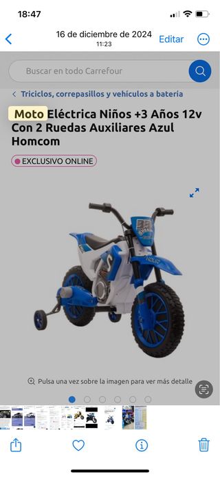 Moto Eléctrica 12V Niños Azul Homcom