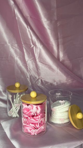 Set 3 Organizer Bagno Vetro Bambù