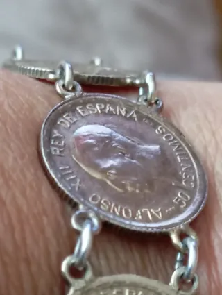 Pulsera Plata Monedas Antiguas Alfonso XIII