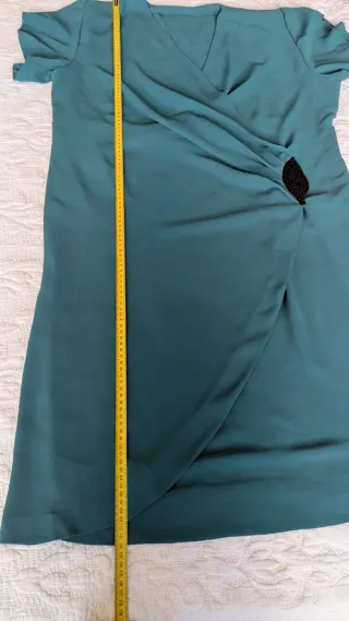 Vestido fiesta crepé hojas pedrería