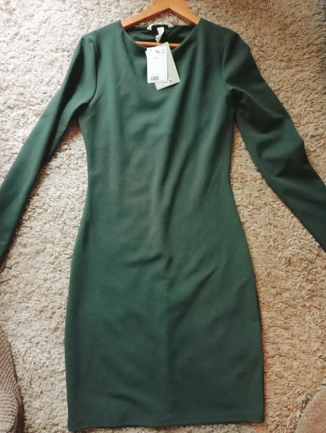 Vestido verde de manga larga Talla S