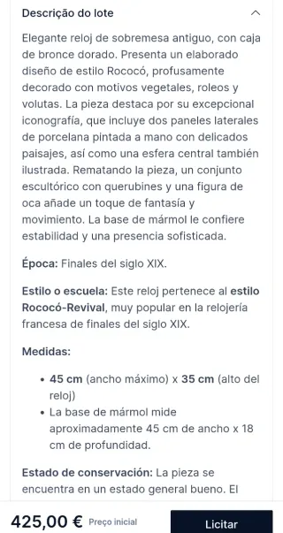 Reloj de sobremesa siglo XIX