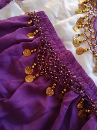 Traje Danza Oriental Morado y Dorado
