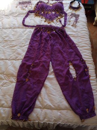 Traje Danza Oriental Morado y Dorado