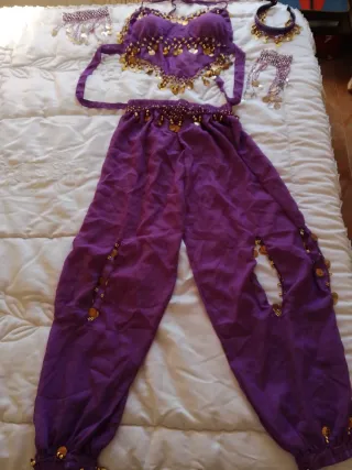 Traje Danza Oriental Morado y Dorado