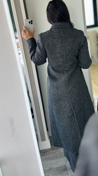 Abrigo largo Zara lana manteco gris