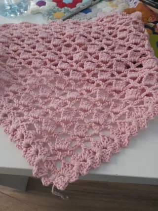 Chal tejido rosa palo