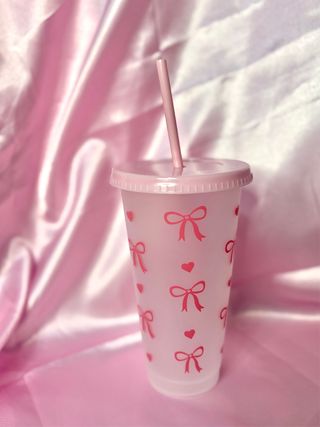 Bicchiere riutilizzabile con fiocchi rosa