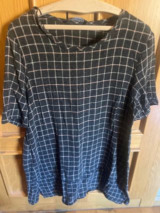 Vestido cuadros negro y rosa