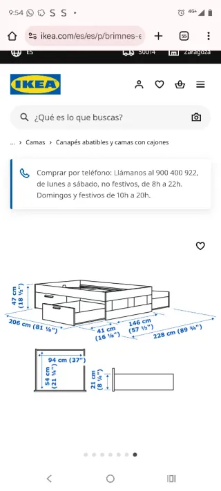 Cama Brimmes Ikea 140 + Colchón