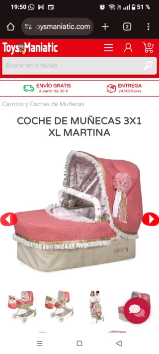 Carrito de muñecas 3 en 1
