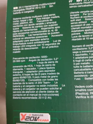 Multiherramienta parkside nueva 20 voltios