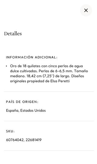 Pulsera Tiffany&Co. Perlas Oro