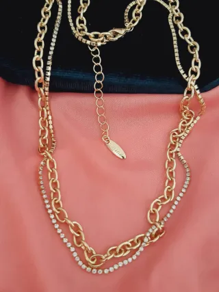 Cadena doble chapada en oro 40+5cm