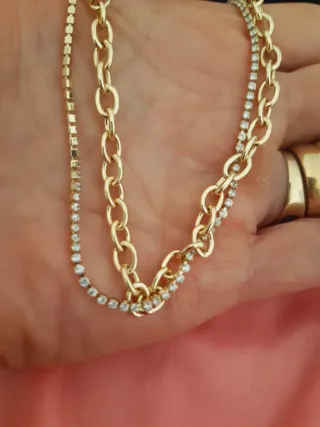 Cadena doble chapada en oro 40+5cm
