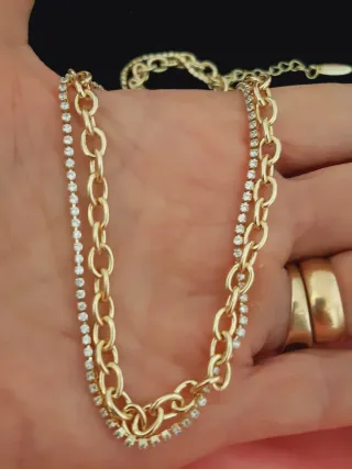 Cadena doble chapada en oro 40+5cm