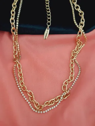 Cadena doble chapada en oro 40+5cm