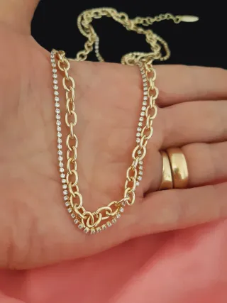 Cadena doble chapada en oro 40+5cm