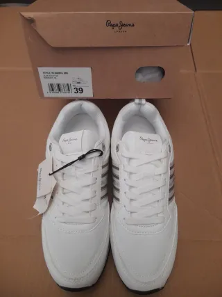 Zapatillas Pepe Jeans Blancas y Doradas Talla 39