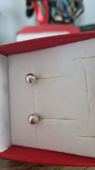 Pendientes Oro Blanco Bolas