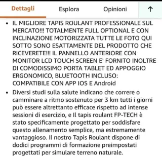 Tapis Roulant FP-TECH Elettrico 10 Monitor