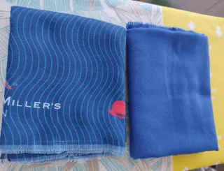 Juego 2 pañuelos cuello/fular azul / rojo y azul